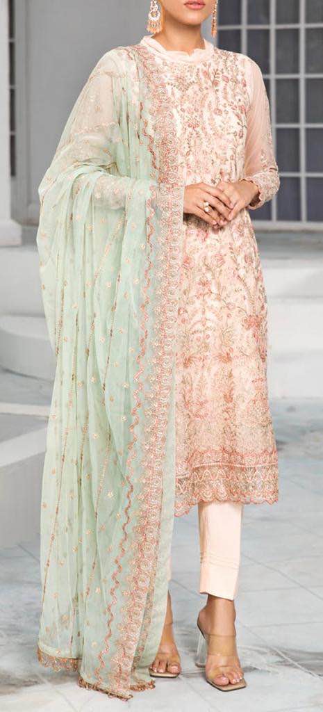 Peach and Pastel green Color Kurti with Pant