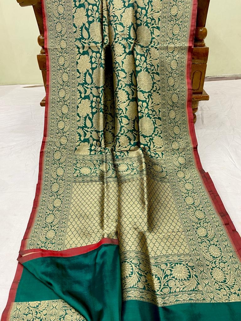 Pure Tanchui Weaving Dark Green Traditional Looking Saree – SHANGRILA  DESIGNER