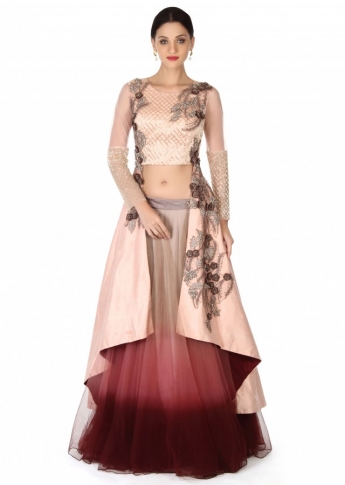 Peach maroon color Indo Western Gown